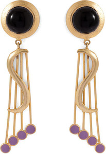 Voylla Artificial Classic Plain Onyx Alloy Drop Earring