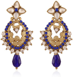 I Jewels Kundan & Stone Alloy Chandbali Earring