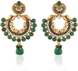 Rich Lady Resplendent Green Gold Plated Jewellery Alloy Chandbali Earring