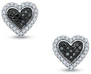 Kirati Love Heart Shape Cubic Zirconia Sterling Silver Stud Earring