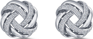 Kirati Twist Knot Cubic Zirconia Sterling Silver Stud Earring