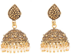 GoldNera Floral Medium Alloy Jhumki Earring