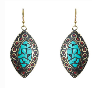Waama Jewels Party wear Christmas New Year Carnival Gift Agate Brass Dangle Earring