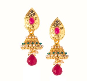 VK Jewels Red Drop Alloy Jhumki Earring