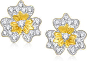 VK Jewels Three Petal Cubic Zirconia Alloy Stud Earring