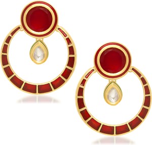 VK Jewels Red Stone Kundan Alloy Stud Earring