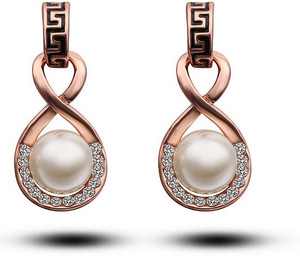 Silver Shoppee Marigold Cubic Zirconia, Pearl Alloy Drop Earring