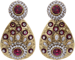 Hyderabadi Abhushan Cubic Zirconia, Pearl Alloy Drop Earring