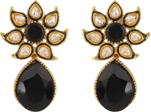Rajwada Arts Black Stones With Enamel Brass Drop Earring