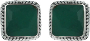 Abhooshan Precious Stones Emerald Sterling Silver Stud Earring