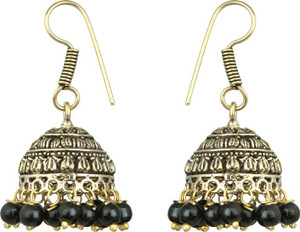 Waama Jewels Elegant Pair Of earring Adorned With Black Pearls Pearl Brass Jhumki Earring