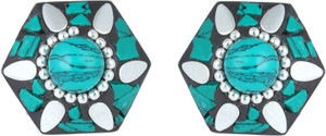 Waama Jewels Multi Color Cubic Zirconia Silver Plated back Push Style for Women Cubic Zirconia Brass Stud Earring