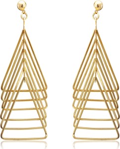 Spargz Party Geometry Long Multilayer Triangle Earrings For Women Alloy Dangle Earring