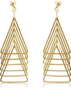 Spargz Party Geometry Long Multilayer Triangle Earrings For Women Alloy Dangle Earring