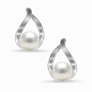 Sarah Pearl Teardrop Metal Stud Earring