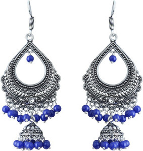 Waama Jewels Blue Pearl Silver Plated Chandelier Bali For Party wear Christmas Gift New Year Gift Pearl Brass Dangle Earring