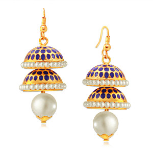 Spargz Traditional Double Layer Jhumka Pearl Alloy Dangle Earring