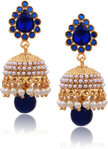 Prisha BEAUTIFUL BLUE COLOR JHUMKAS EARRING Pearl Copper Jhumki Earring