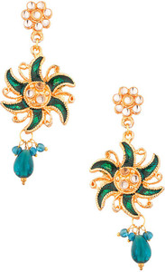 Voylla Artificial Classic Textured Crystal Alloy Drop Earring