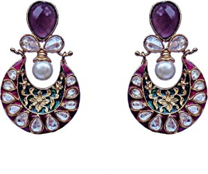 Kundaan Indian Style Crystal Copper, Alloy Chandbali Earring