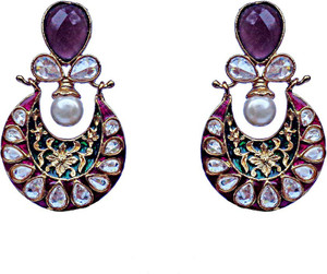 Kundaan Indian Style Crystal Copper, Alloy Chandbali Earring