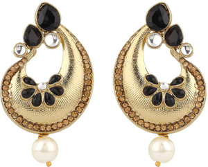 Rajwada Arts Black Stones Brass Drop Earring