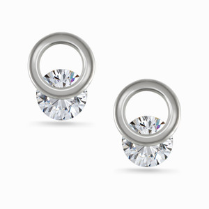Sarah Round Rhinestone Metal Stud Earring