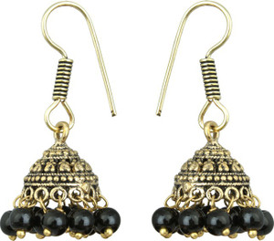 Waama Jewels Elegant Pair Of earring Adorned With Black Pearls Pearl Brass Jhumki Earring