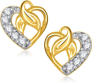 VK Jewels Leaf In Heart Cubic Zirconia Alloy Stud Earring
