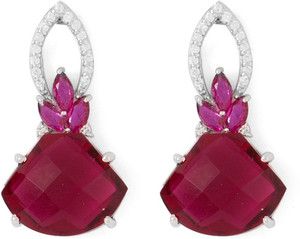 Voylla Precious Classic Plain Crystal Sterling Silver Dangle Earring