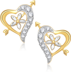 VK Jewels Cupid'S Arrow In Heart Cubic Zirconia Alloy Stud Earring