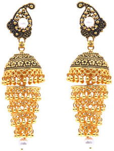 GoldNera Golden Disk Brass Jhumki Earring