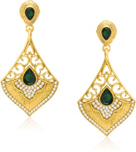 VK Jewels Golden Teardrop Diamond Zinc Drop Earring