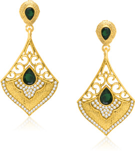 VK Jewels Golden Teardrop Diamond Zinc Drop Earring