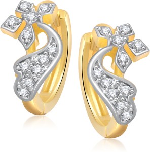 VK Jewels Delicate Flower Cubic Zirconia Alloy Huggie Earring