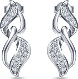 Kirati Fancy Design Cubic Zirconia Sterling Silver Stud Earring