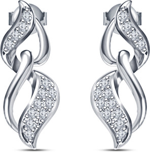 Kirati Fancy Design Cubic Zirconia Sterling Silver Stud Earring