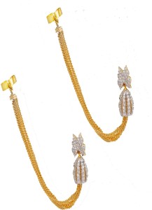 Enzy Cute Gold Plated Ear-Chain Earrings for Girls Alloy Cuff Earring