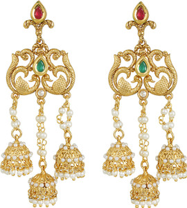 Fasherati Royal Finish Kundan Work Crystal Alloy Dangle Earring