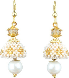 Waama Jewels Rajwada Theme Bollywood White Color Jaipur Handmade Latest for Women And Girls Pearl Brass Drop Earring