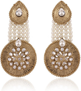 I Jewels kundan pearl Alloy Chandbali Earring