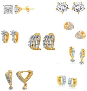 Jewels Gold Cubic Zirconia Alloy Earring Set