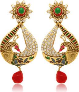 Donna Pear Peacock Crystal Alloy Drop Earring