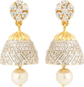 Voylla Artificial Classic Embellished Cubic Zirconia Brass Jhumki Earring