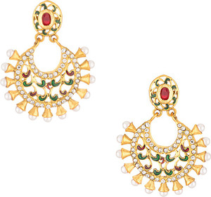 Voylla Artificial Classic Textured Brass Dangle Earring