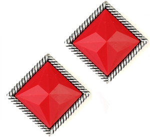 Jazz Jewellery CZ Traditional Silver Plated Red Colour Antique For Women Alloy Stud Earring