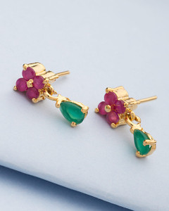 Voylla Artificial Classic Embellished Cubic Zirconia Brass Dangle Earring