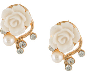 Fasherati White Rose Flower Stud Alloy Stud Earring
