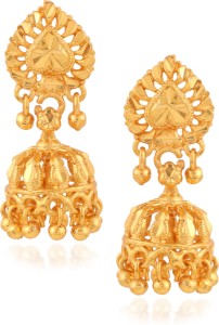 Fashionaya Yellow Gold Leaf Brass Jhumki Earring