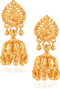 Fashionaya Yellow Gold Leaf Brass Jhumki Earring